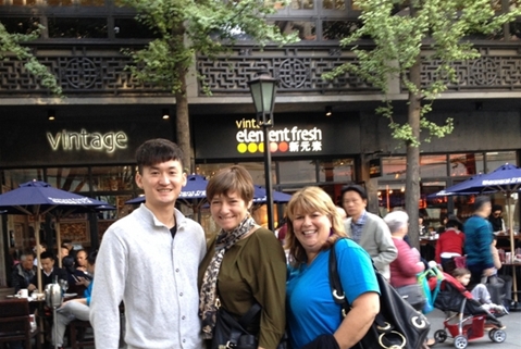 New MS in Emergent Media student ZiChecn "Jin" Liu with Associate Dean Ann DeMarle and Academic Provost Robin Abramson in Shanghai