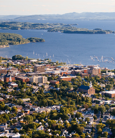 A view of the shoreline of Burlington, Vermont