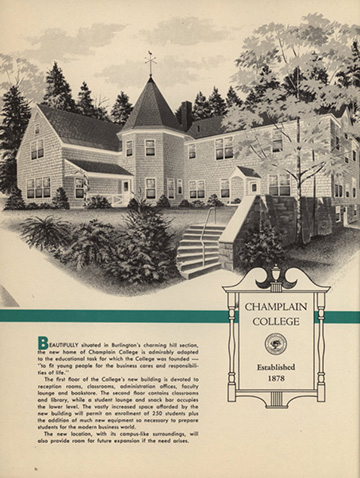 a Champlain College Brochure from 1958