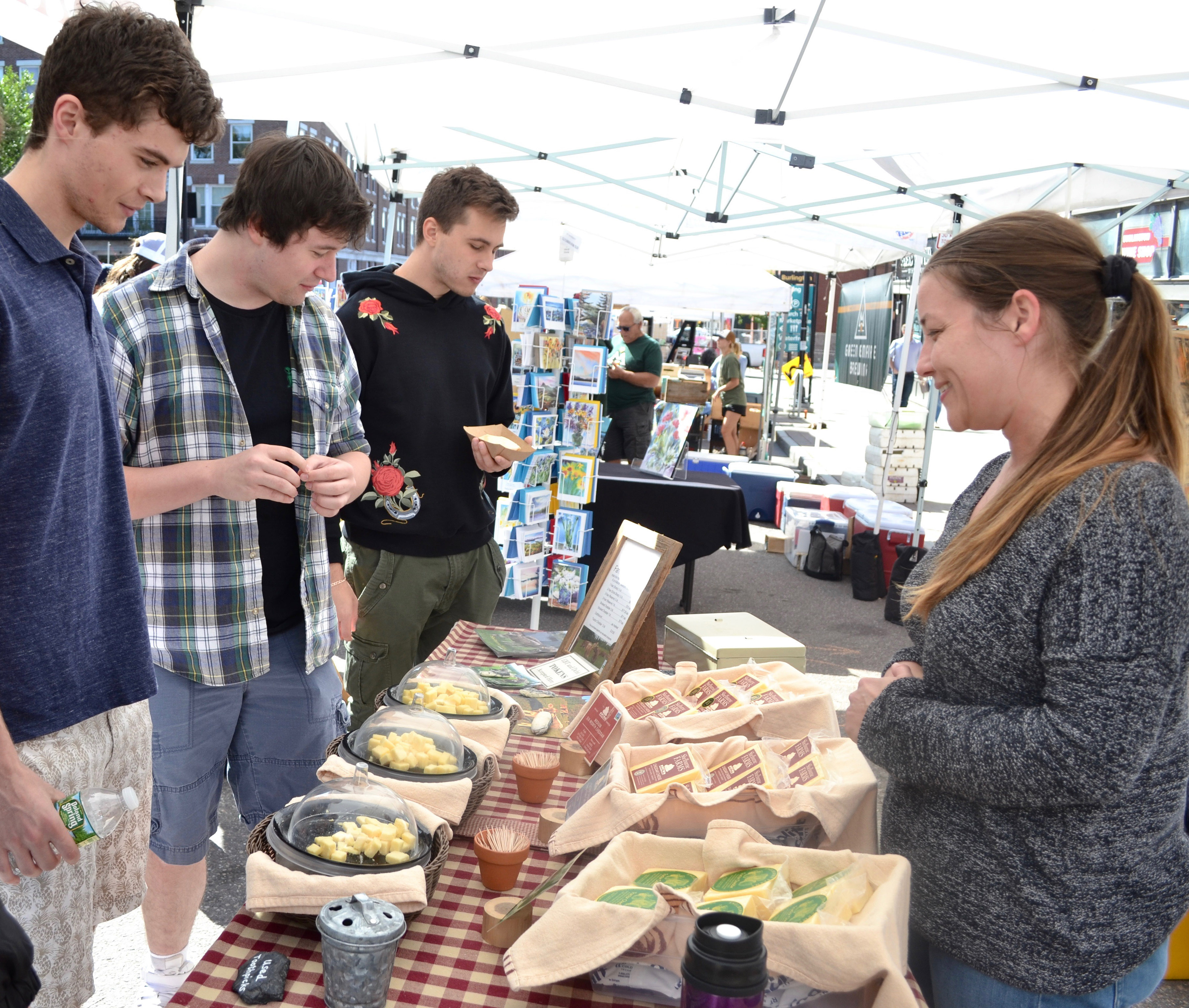 Students at the Burlington Famers Market