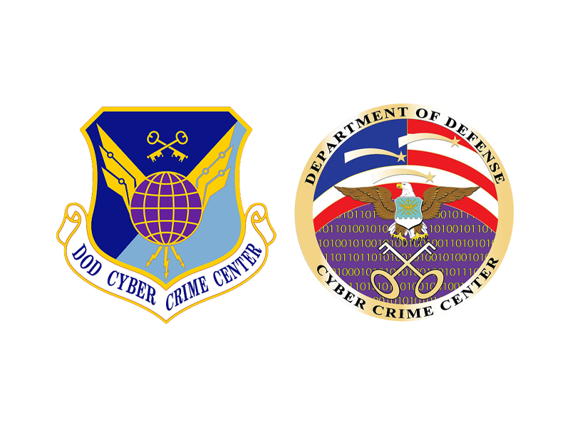 National Center of Digital Forensics Academic Excellence logo and U.S. Department of Defense Cyber Crime Center logo