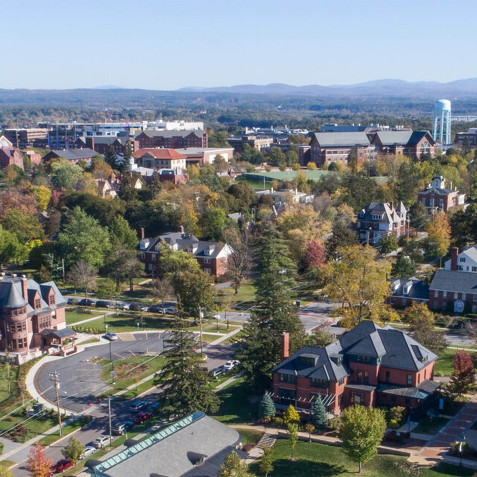 aerial view of champlain's burlington campus