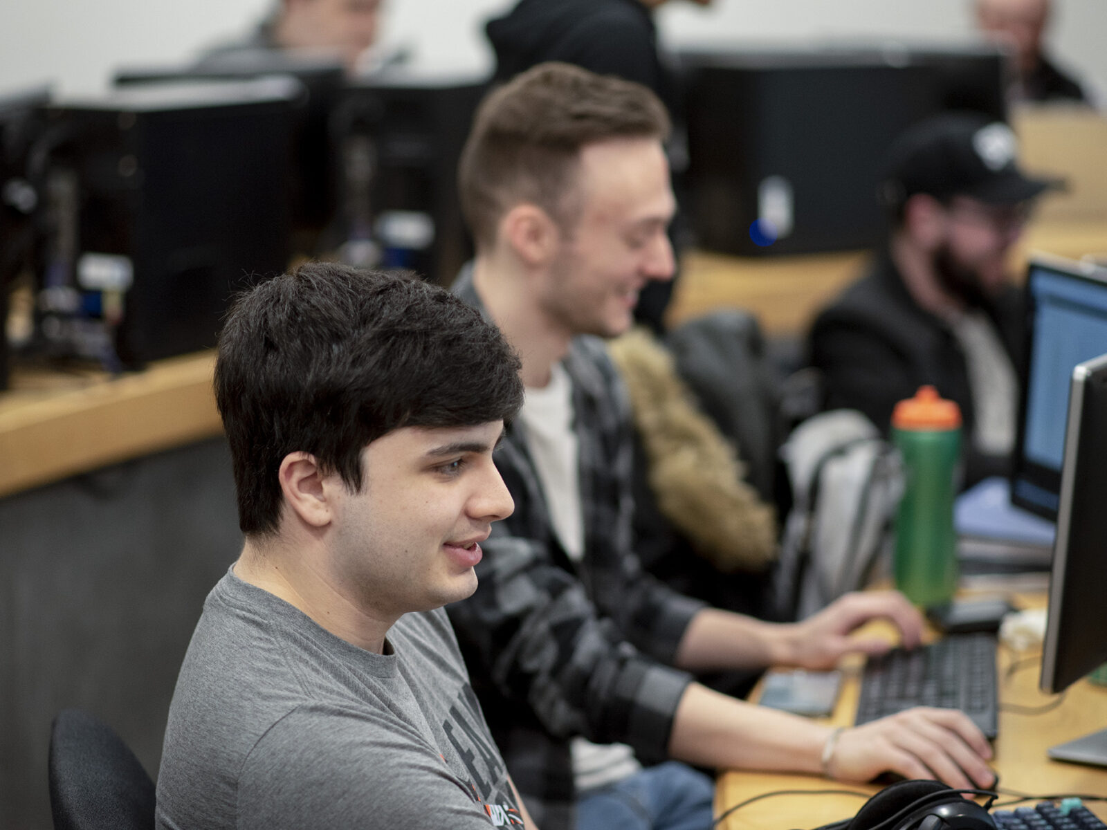 students working at computers