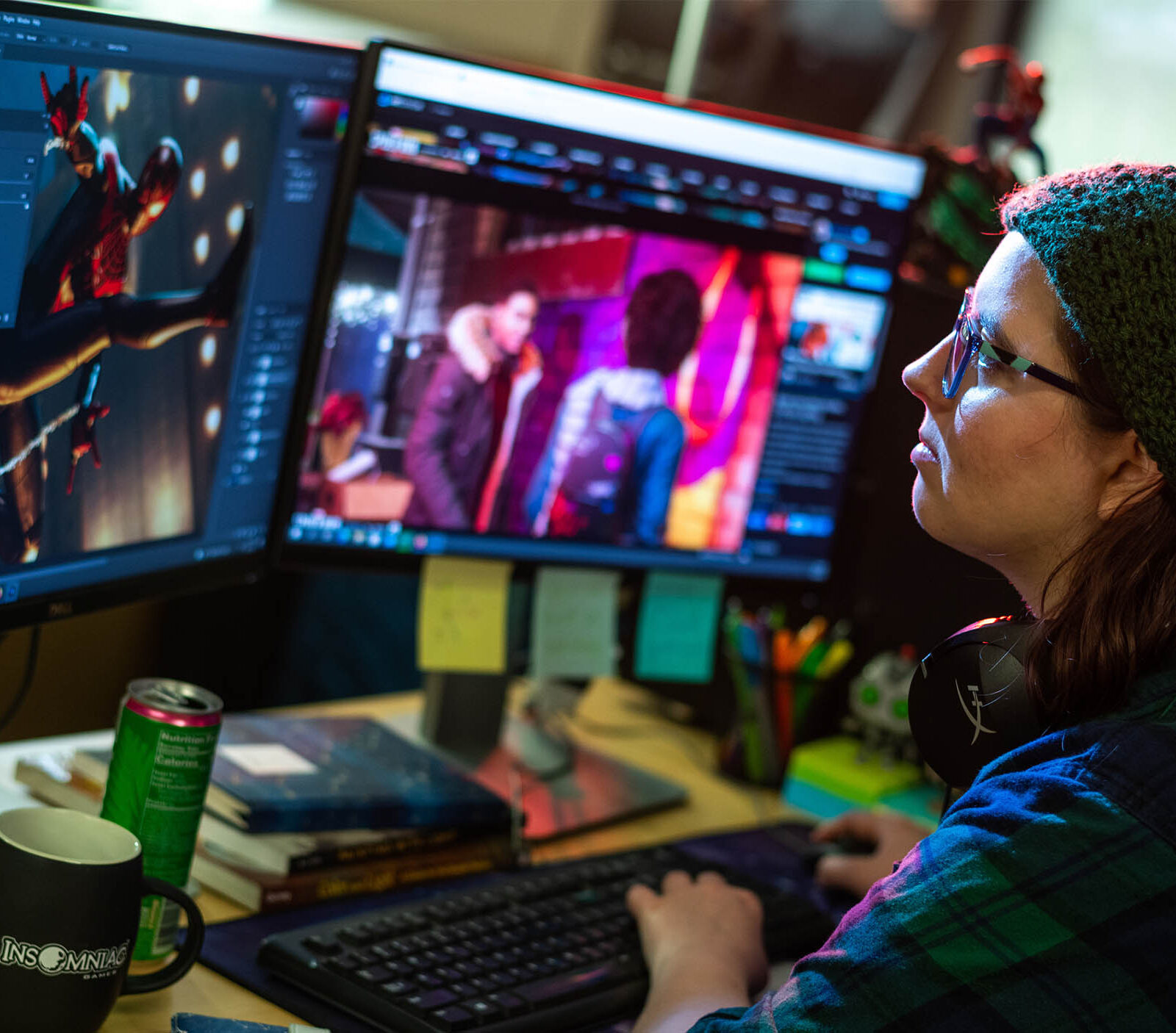 Game Art student working on a game graphic in Photoshop