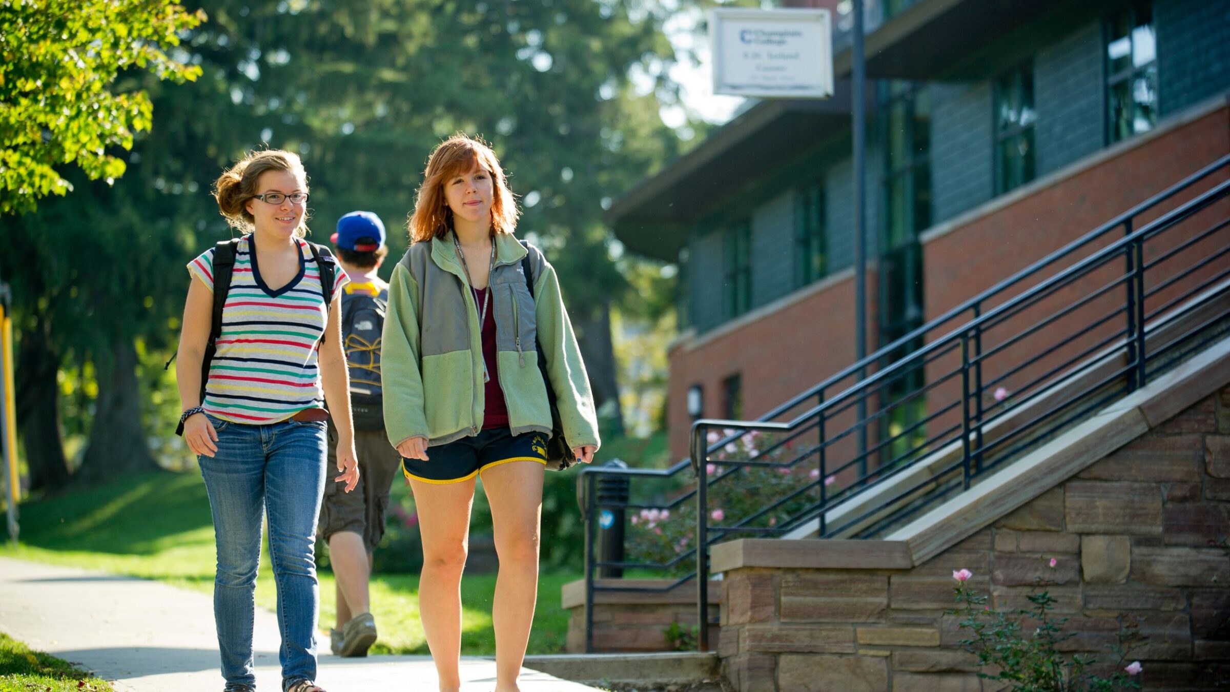 students walking on campus