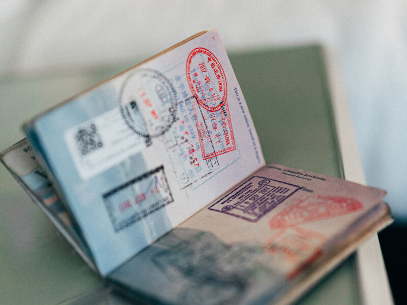 passport pages full of stamps