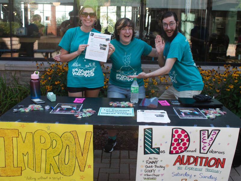 Students tabling at the activity fair for Los Dormant Volcanoes