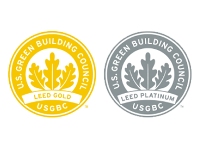LEED Gold and LEED Platinum award seals