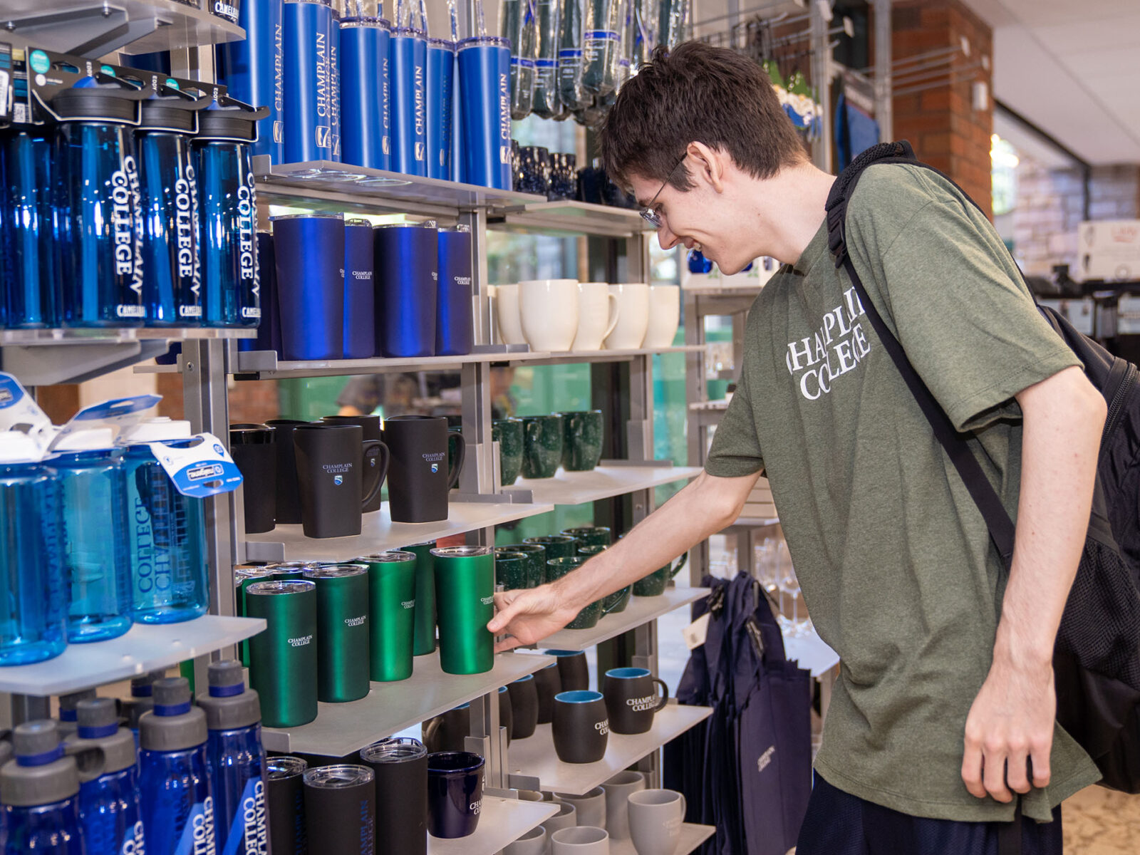 champlain college student shopping in the campus store