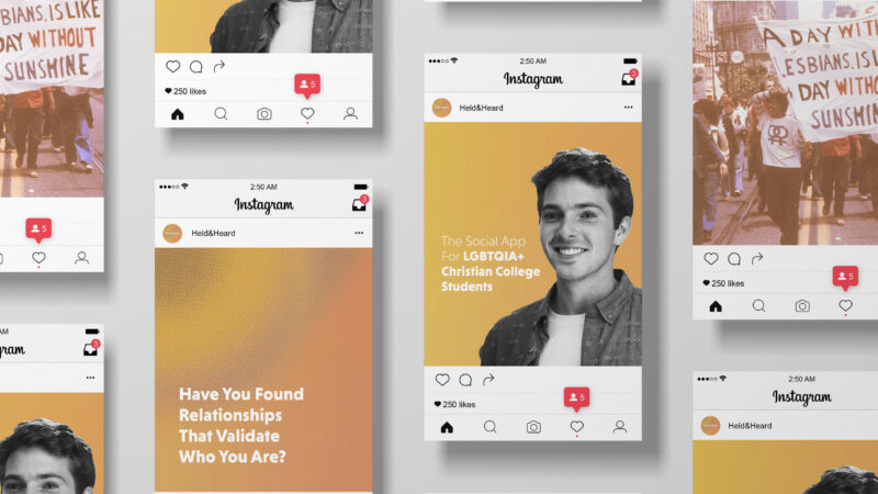 social media graphics for a dating app, designed by a graphic design & visual communication student
