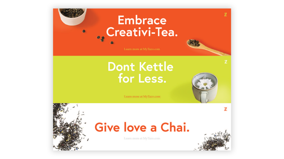 slogans for a tea brand, designed by a graphic design & visual communication student