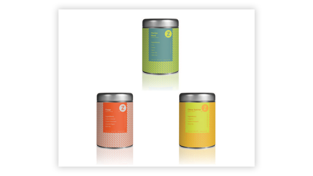 product packaging for a tea brand, designed by a graphic design & visual communication student
