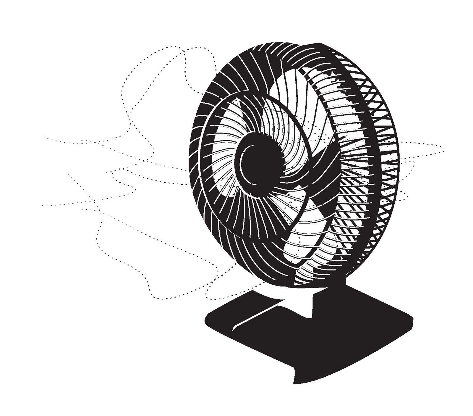 2d illustration of a table fan by a graphic design & visual communication student