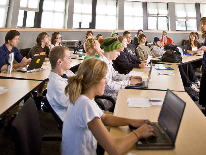 a professor teaches a class