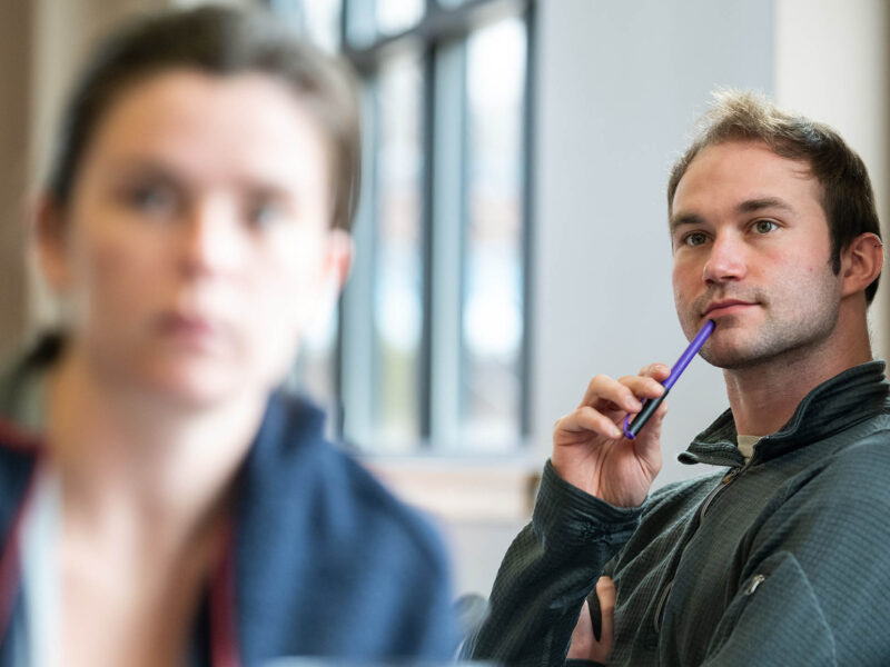 student listens intently