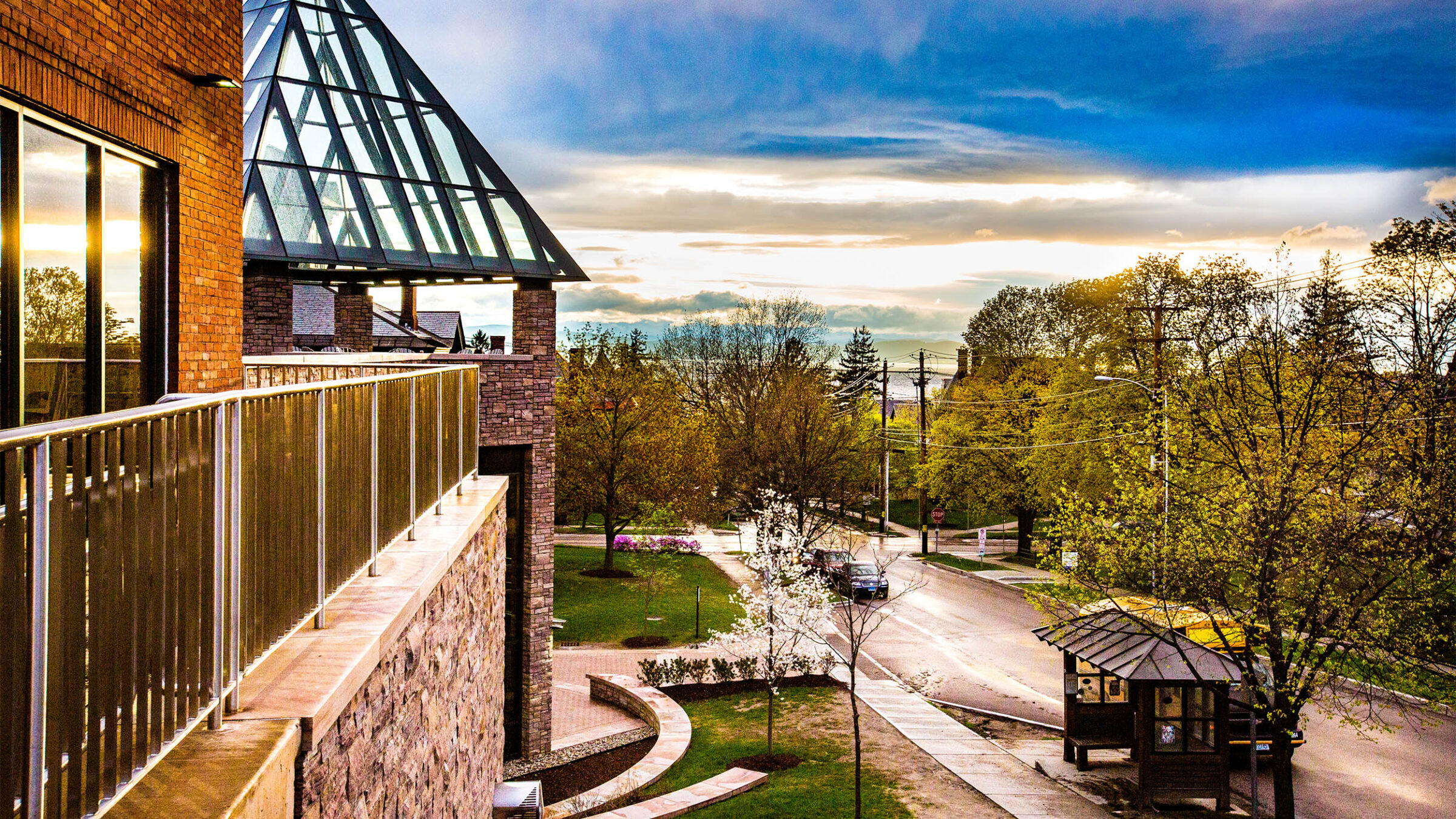 a stylised shot of CCM and lake champlain