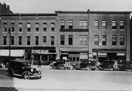 182-190 Main Street. the College’s location from 1911 to 1958.