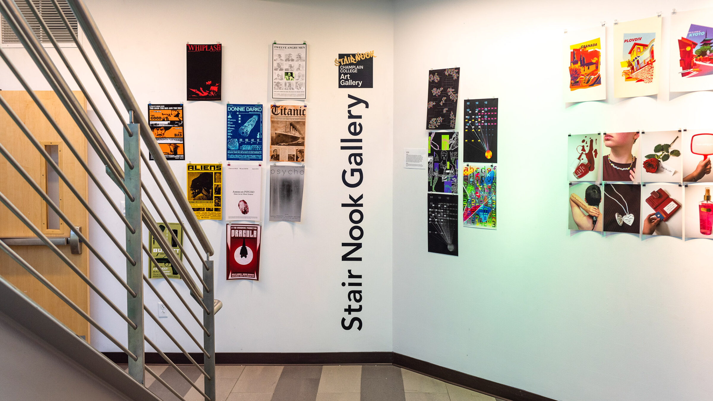 Stair Nook Gallery displaying student work