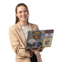 Jess Turner works on her laptop