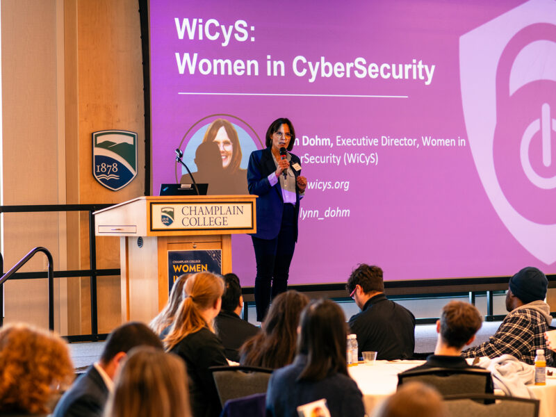 Lynn Dohm speaks at the Women in Cyber Summit.