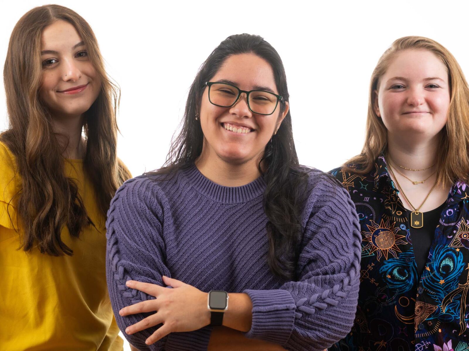 A group photo of Molly Shapiro, Fatima Omerovic, and Laila Martinez.