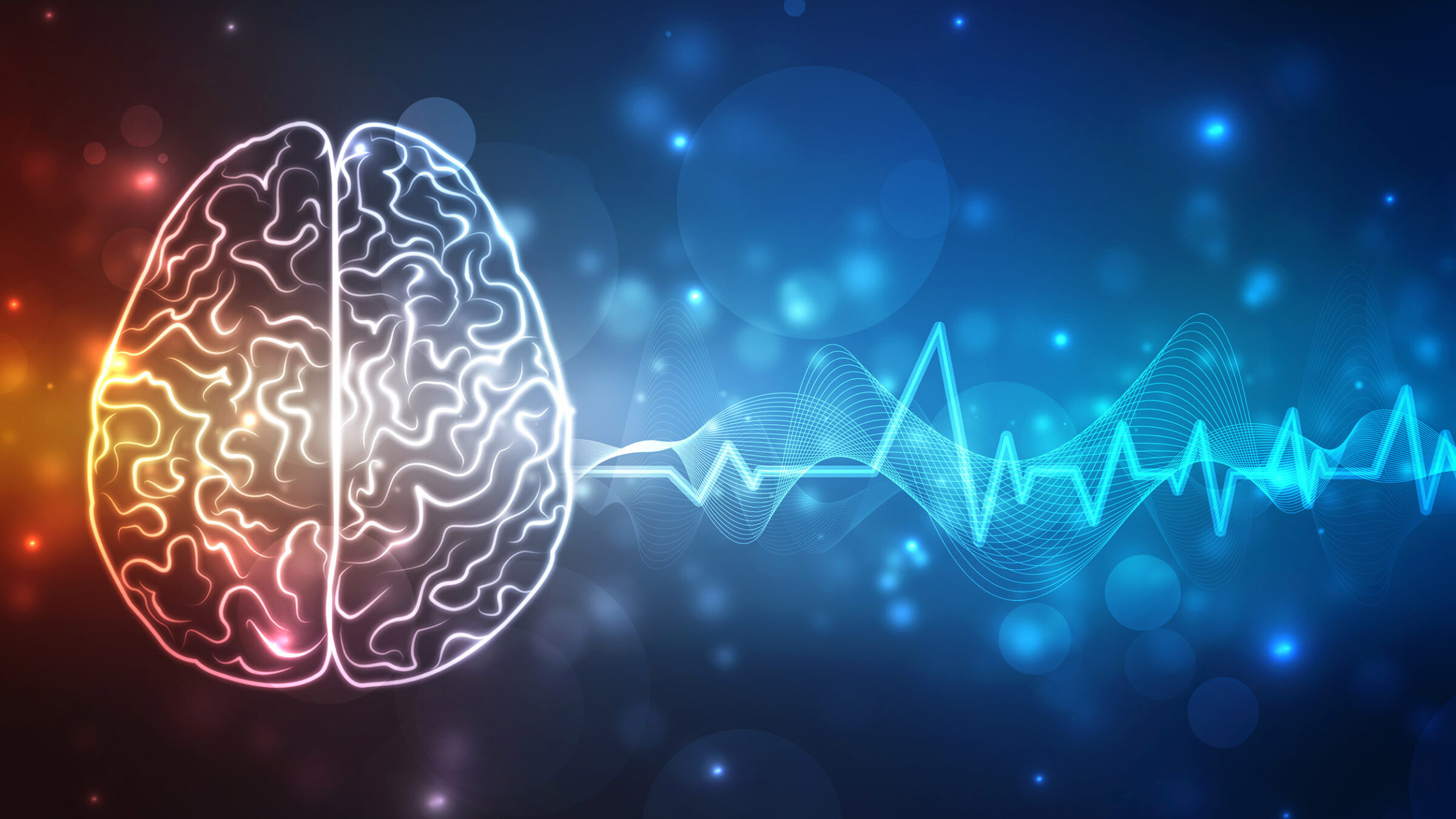 Abstract brain wave concept on blue background technology