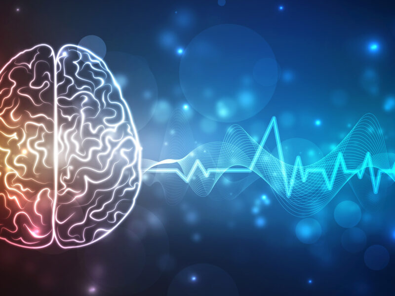 Abstract brain wave concept on blue background technology