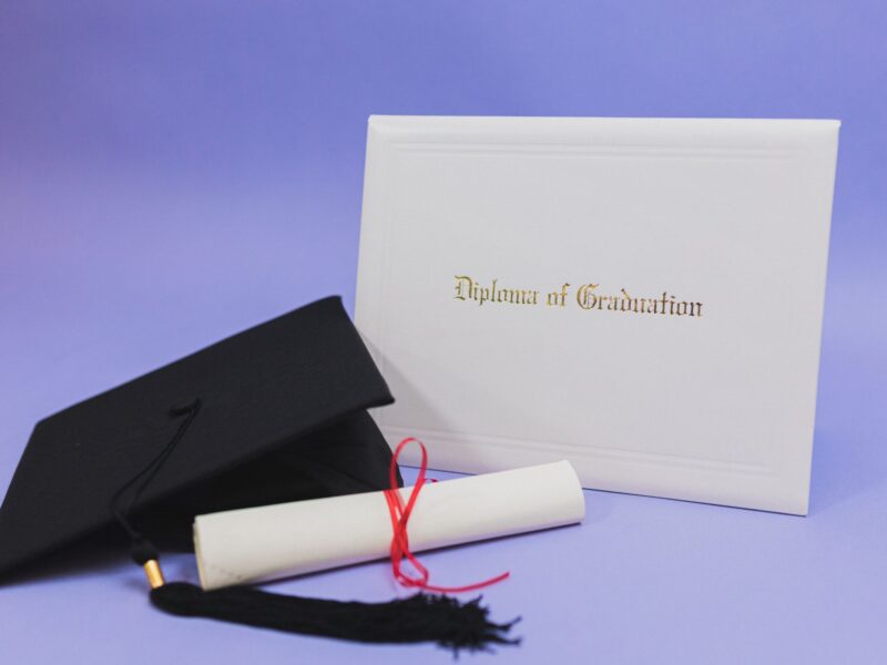 grad cap and diploma