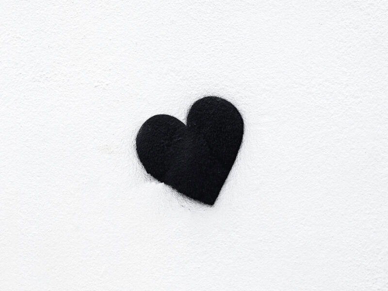 black shaped heart on white background