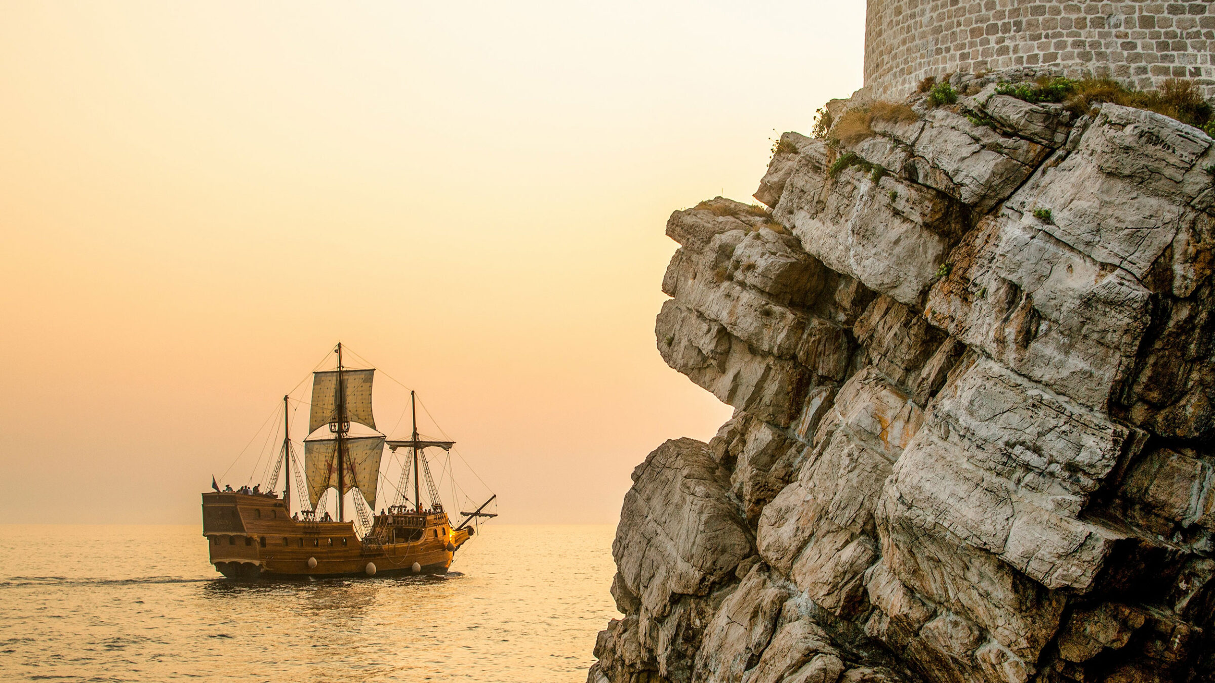 a pirate ship on the ocean