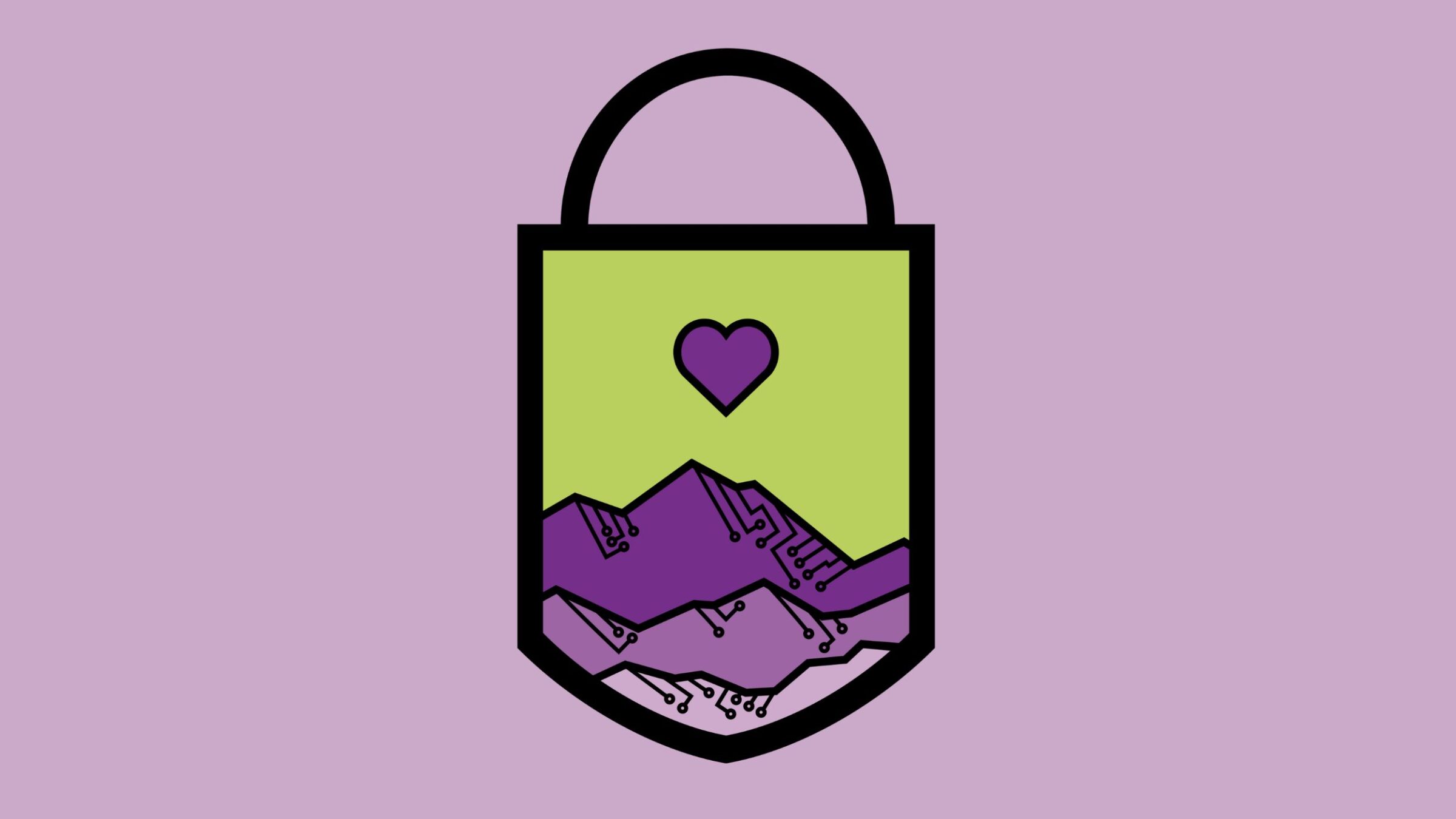 lock with mountains and a heart drawn inside
