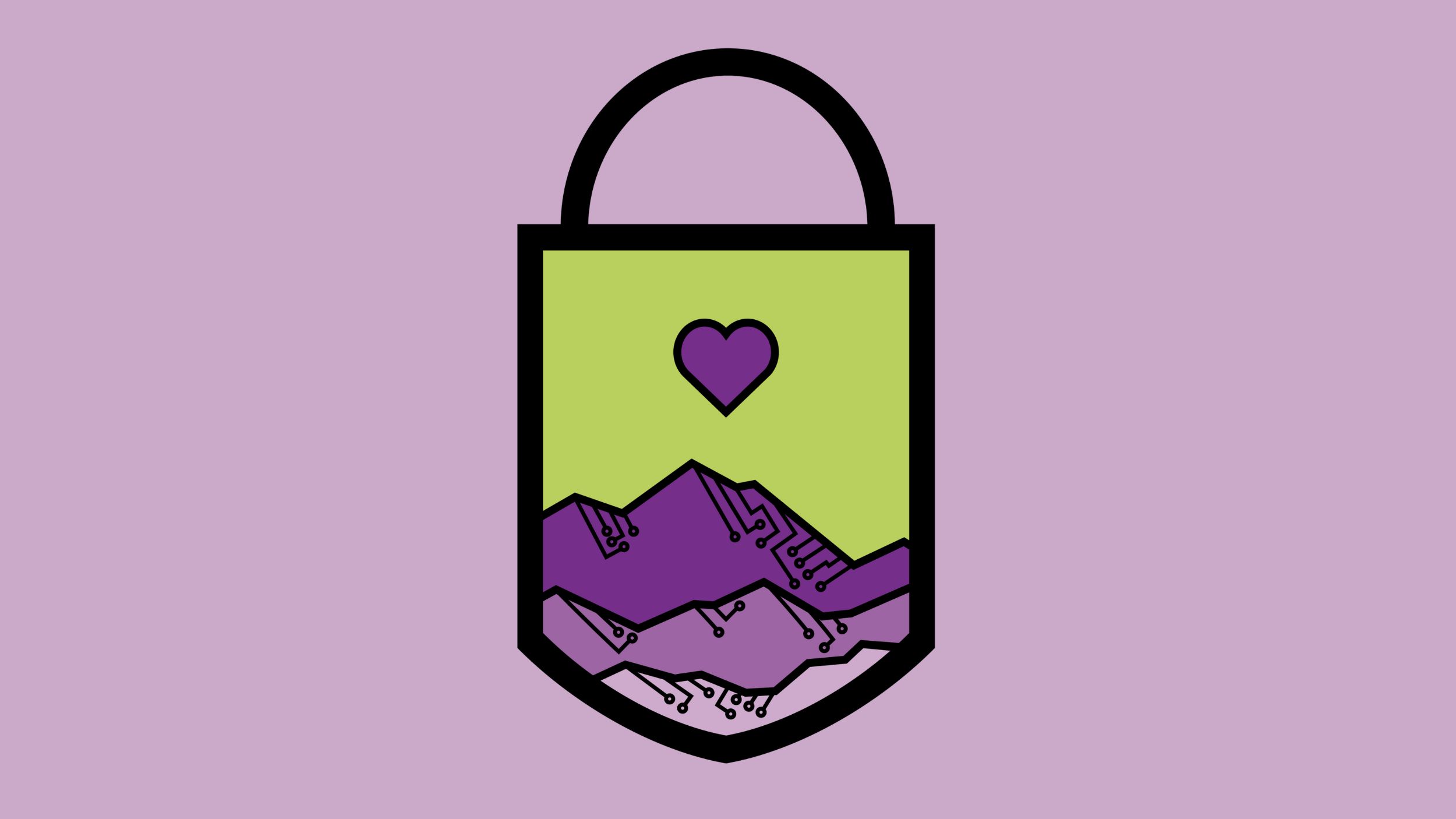 lock with mountains and a heart drawn inside