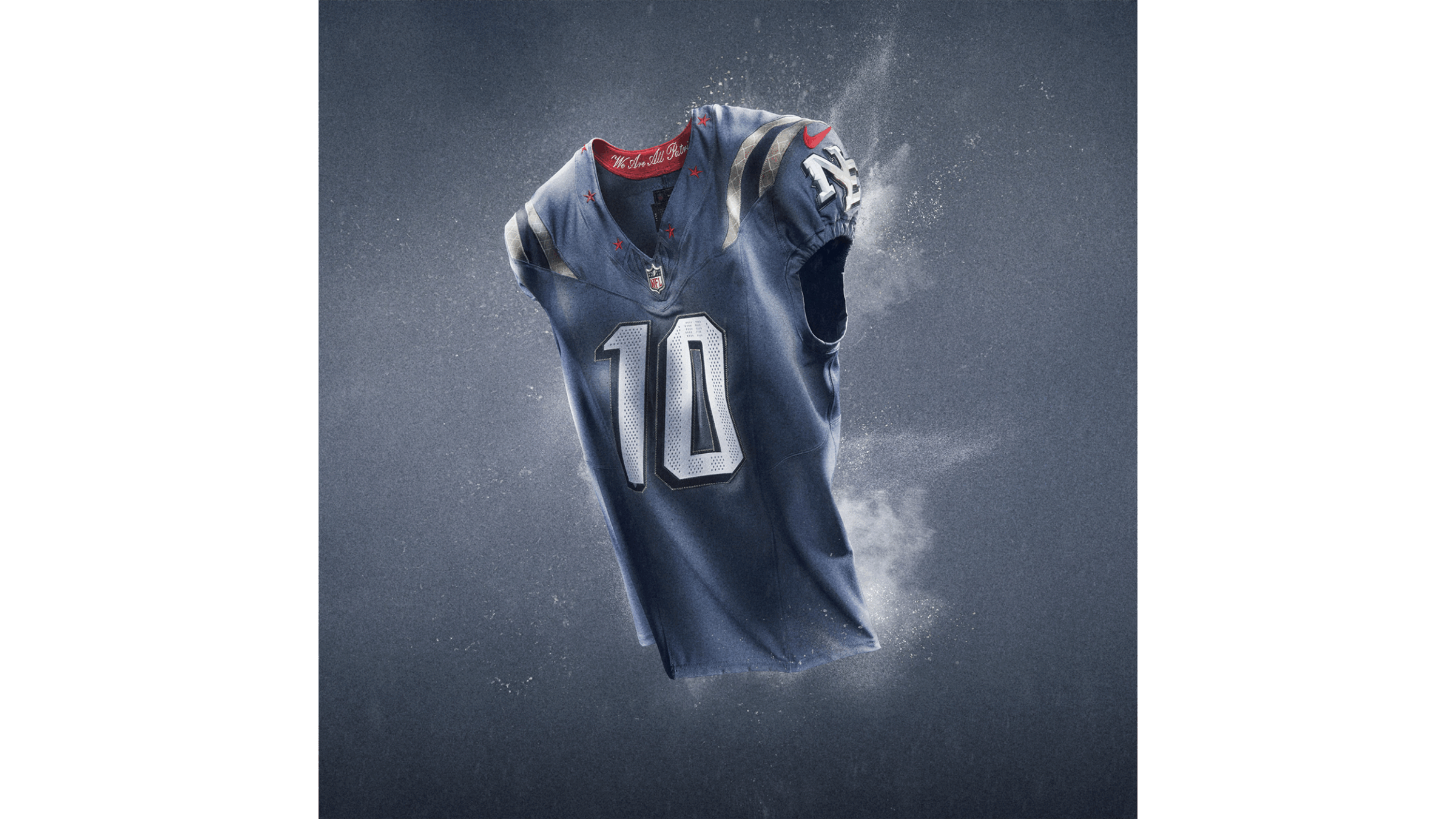 New England Patriots jersey designed by Champlain alum Liam O'Neil