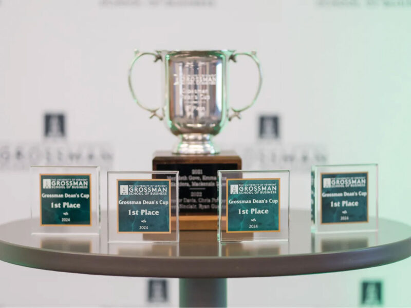 trophies from uvm's 2024 deans cup competition
