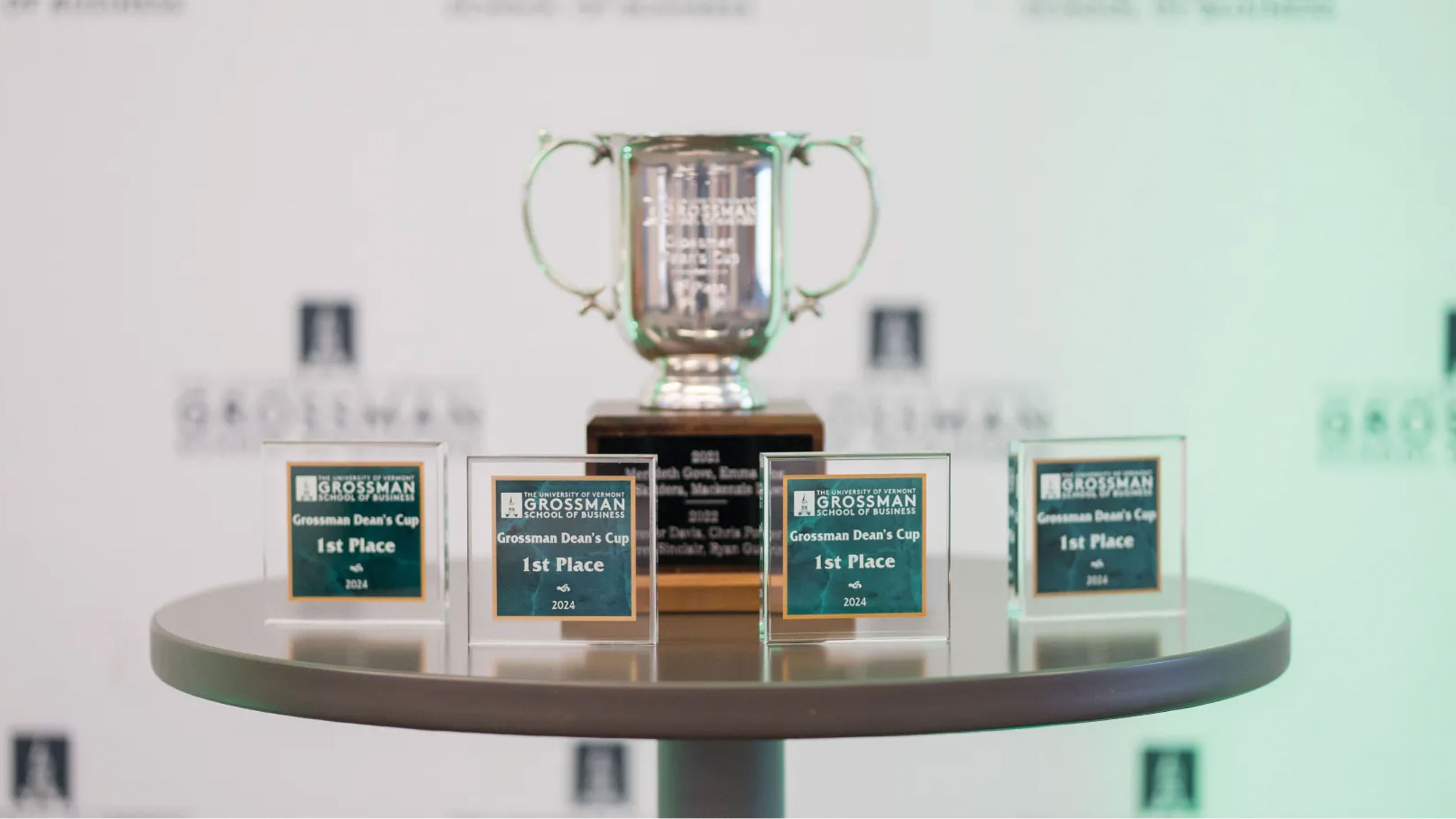 trophies from uvm's 2024 deans cup competition