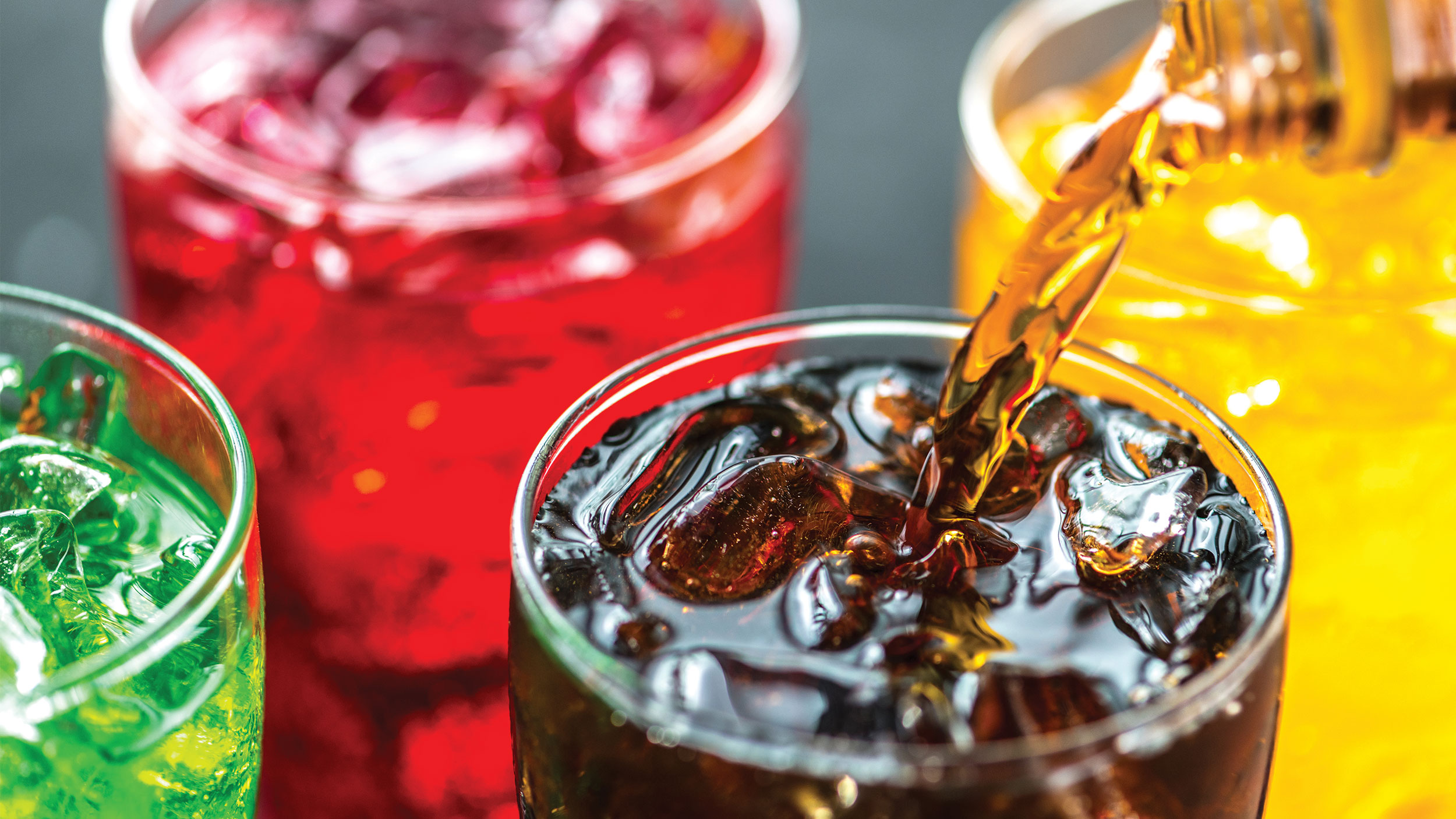 colorful drinks in glasses
