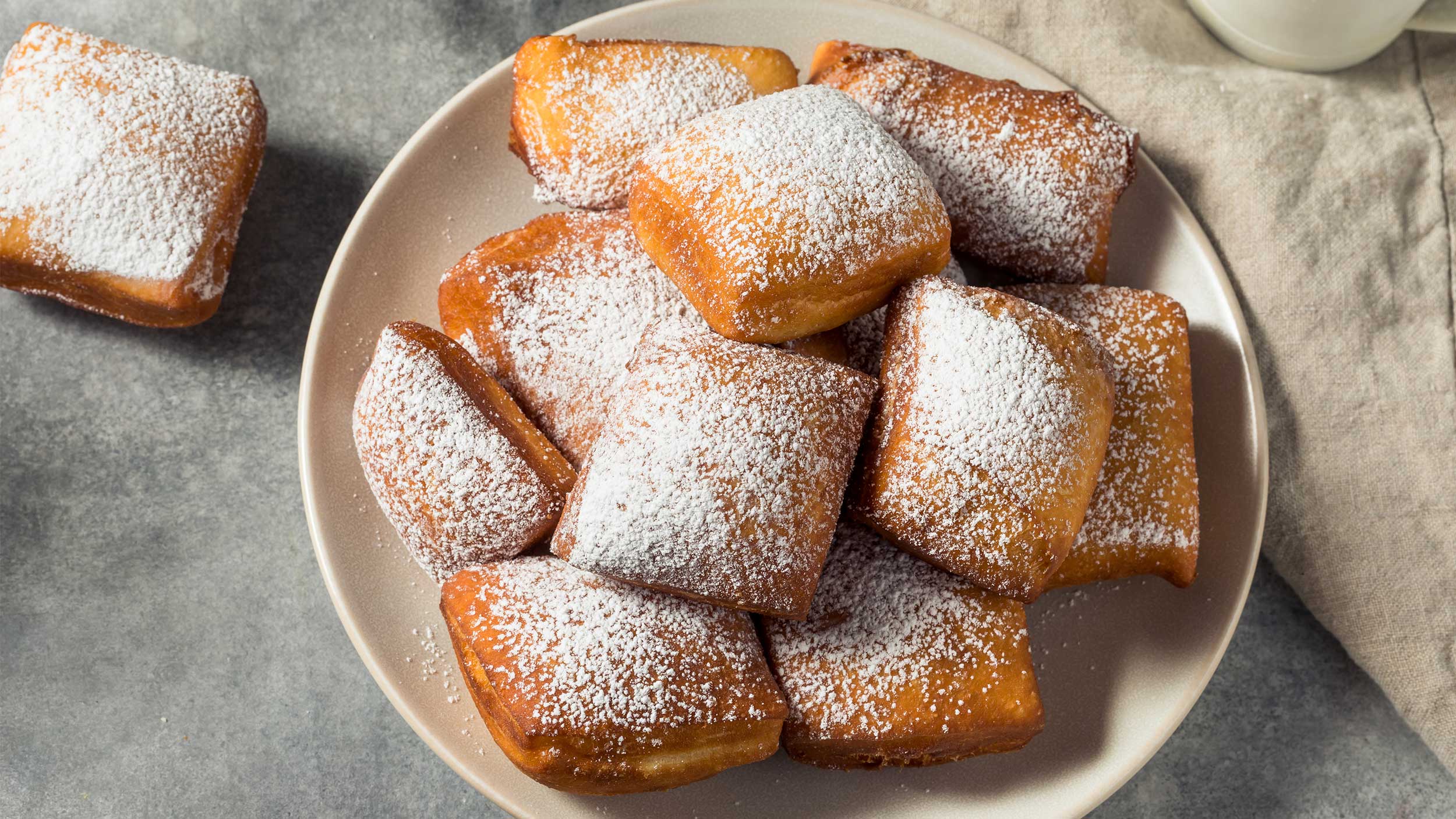 pastry topped with powdered sugar