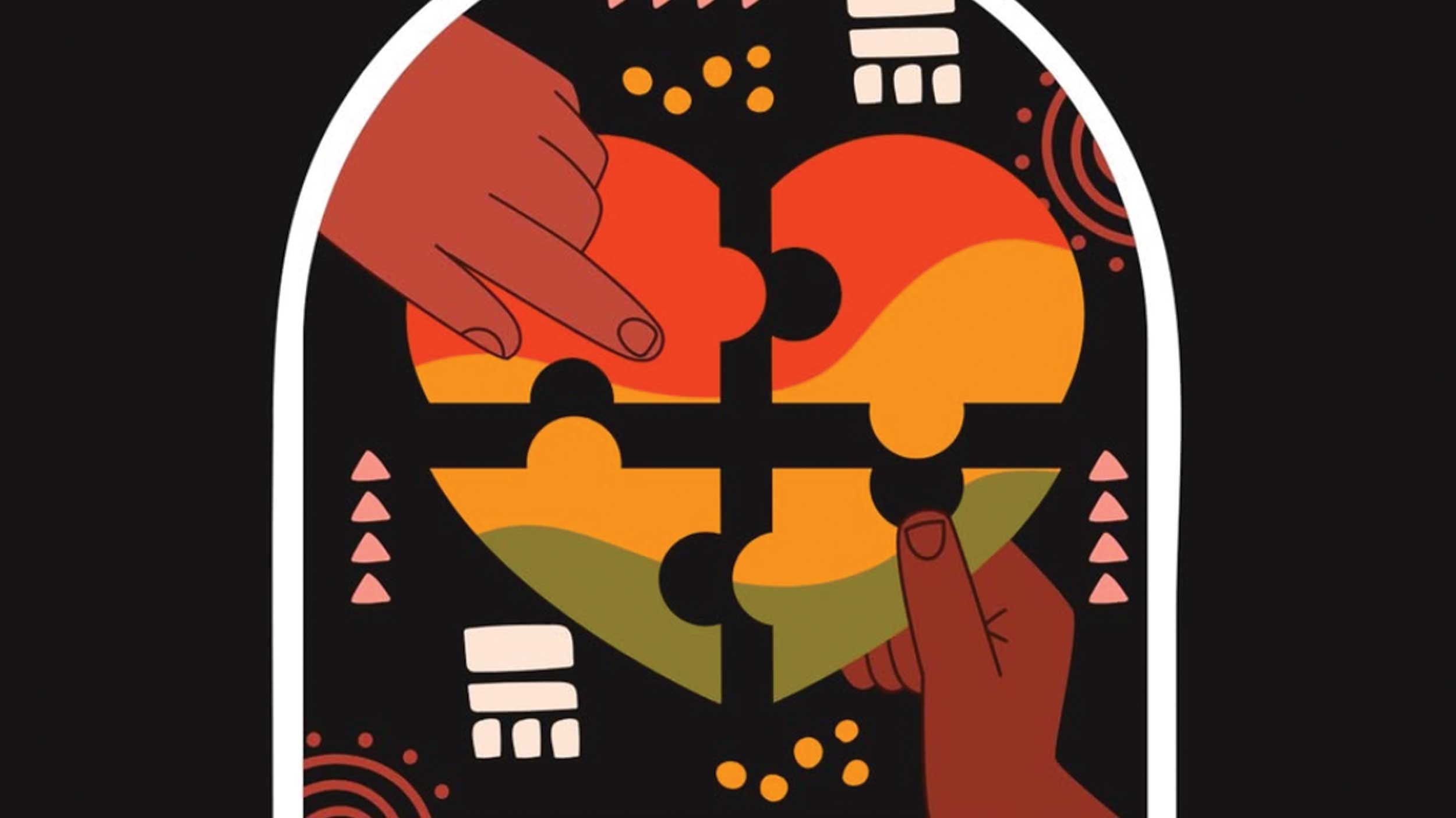 two hands putting together puzzle pieces to form a heart