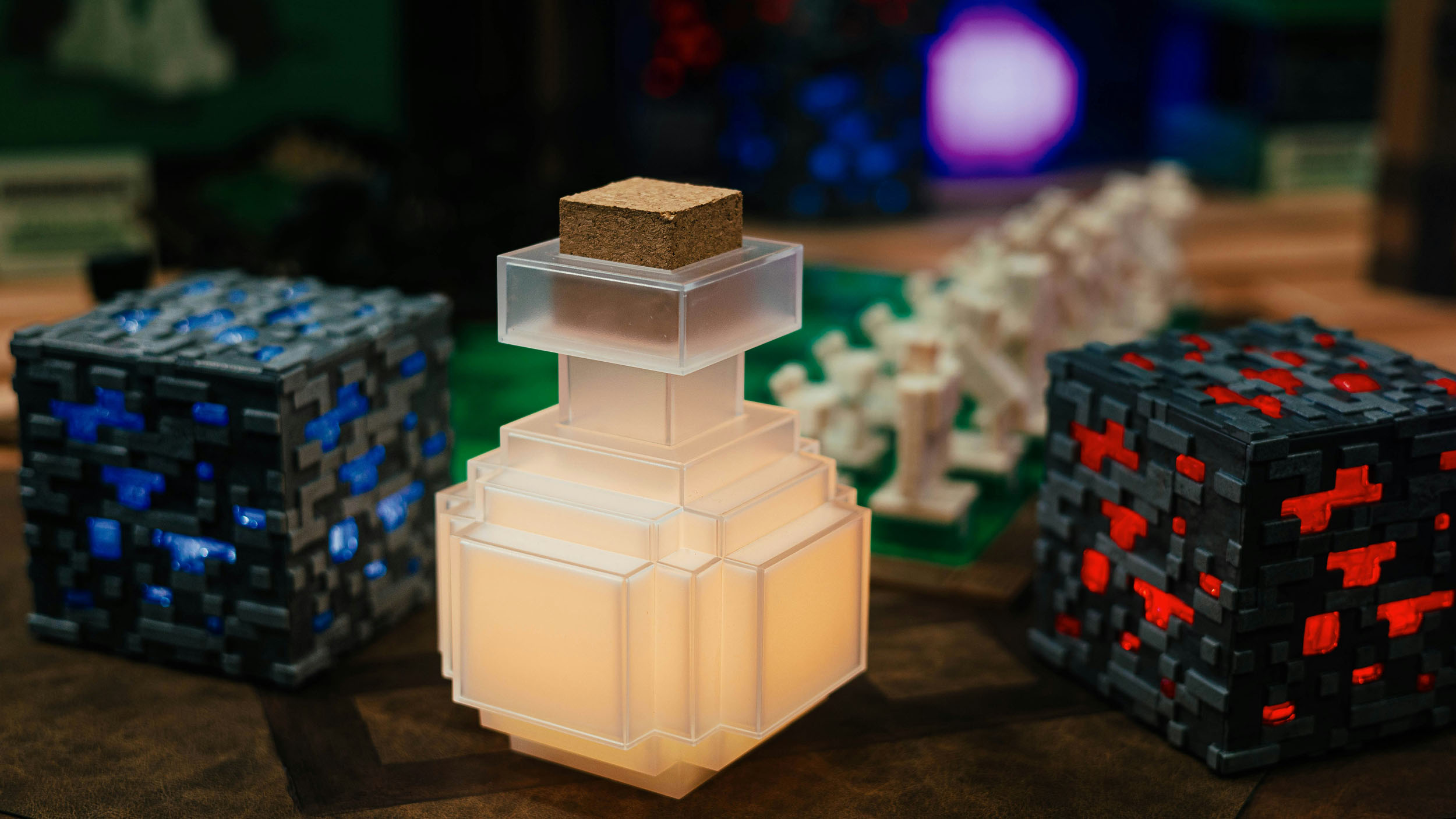 3d rendered minecraft blocks and potions