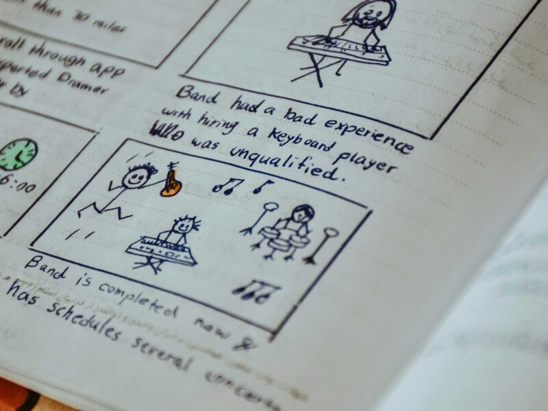 hand-drawn comic panels with captions