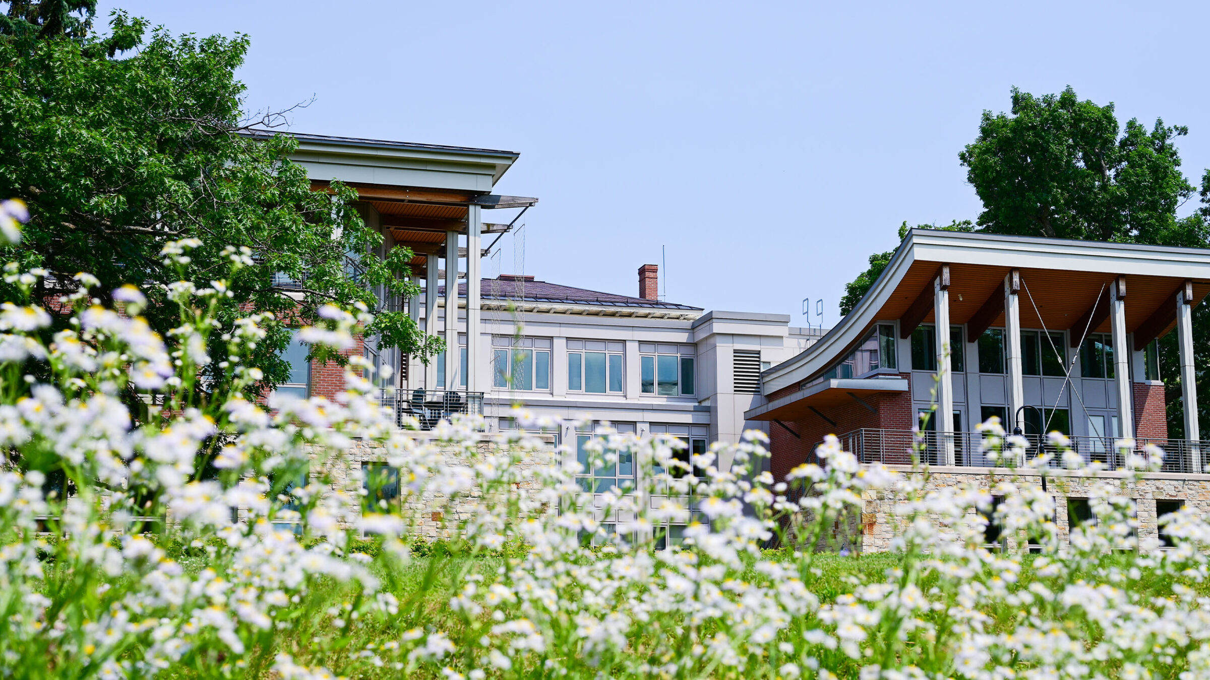 Perry Hall at Champlain College in the spring.