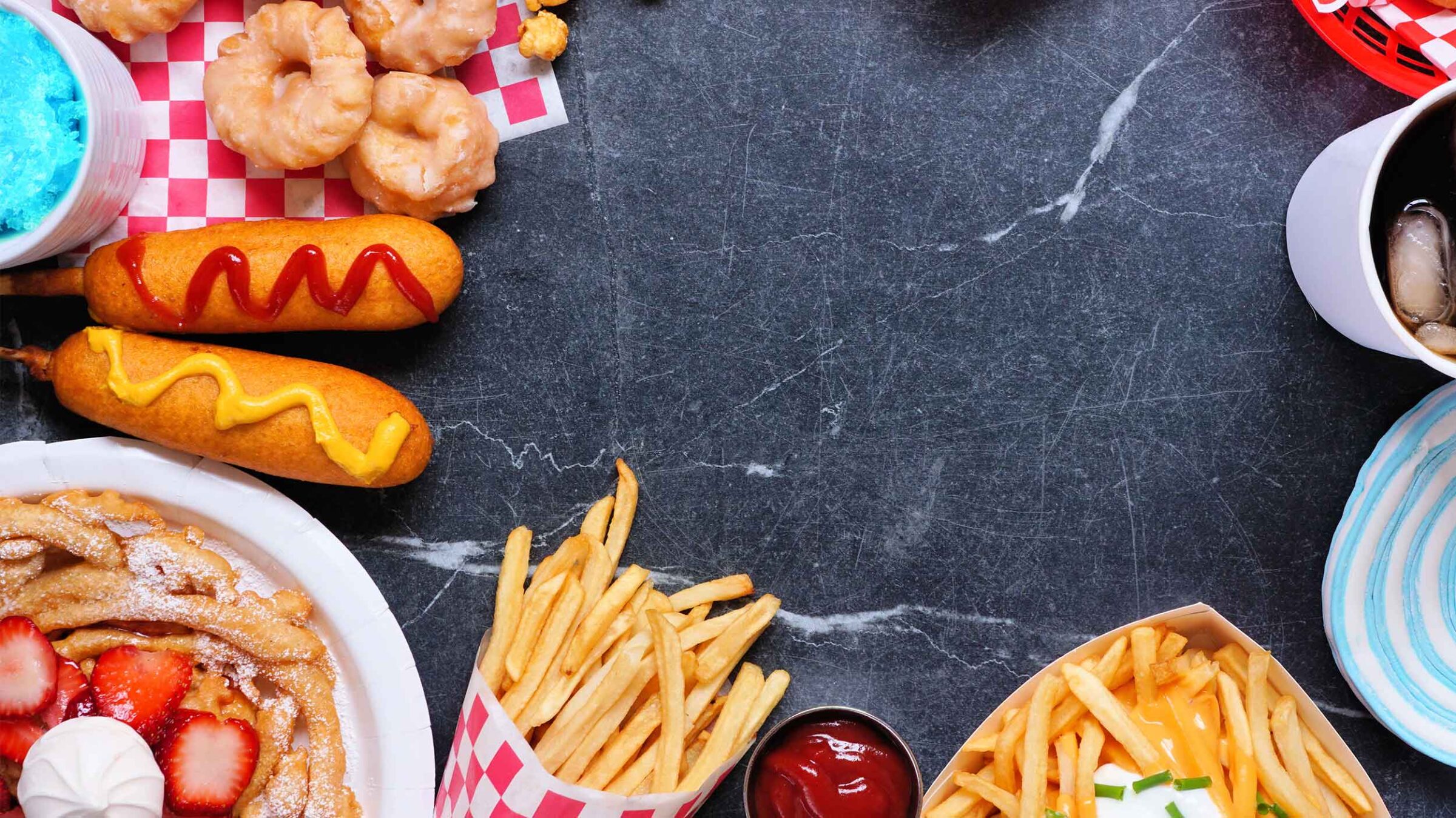 fried fair food on a dark background