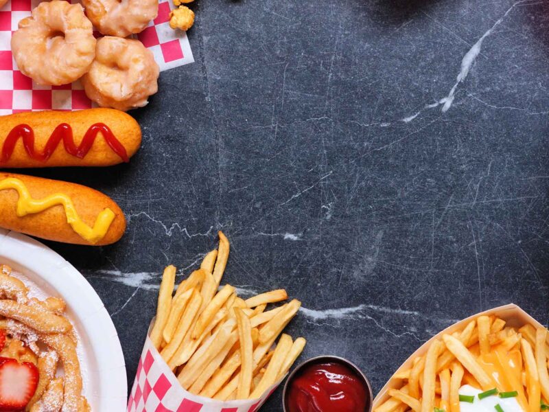 fried fair food on a dark background