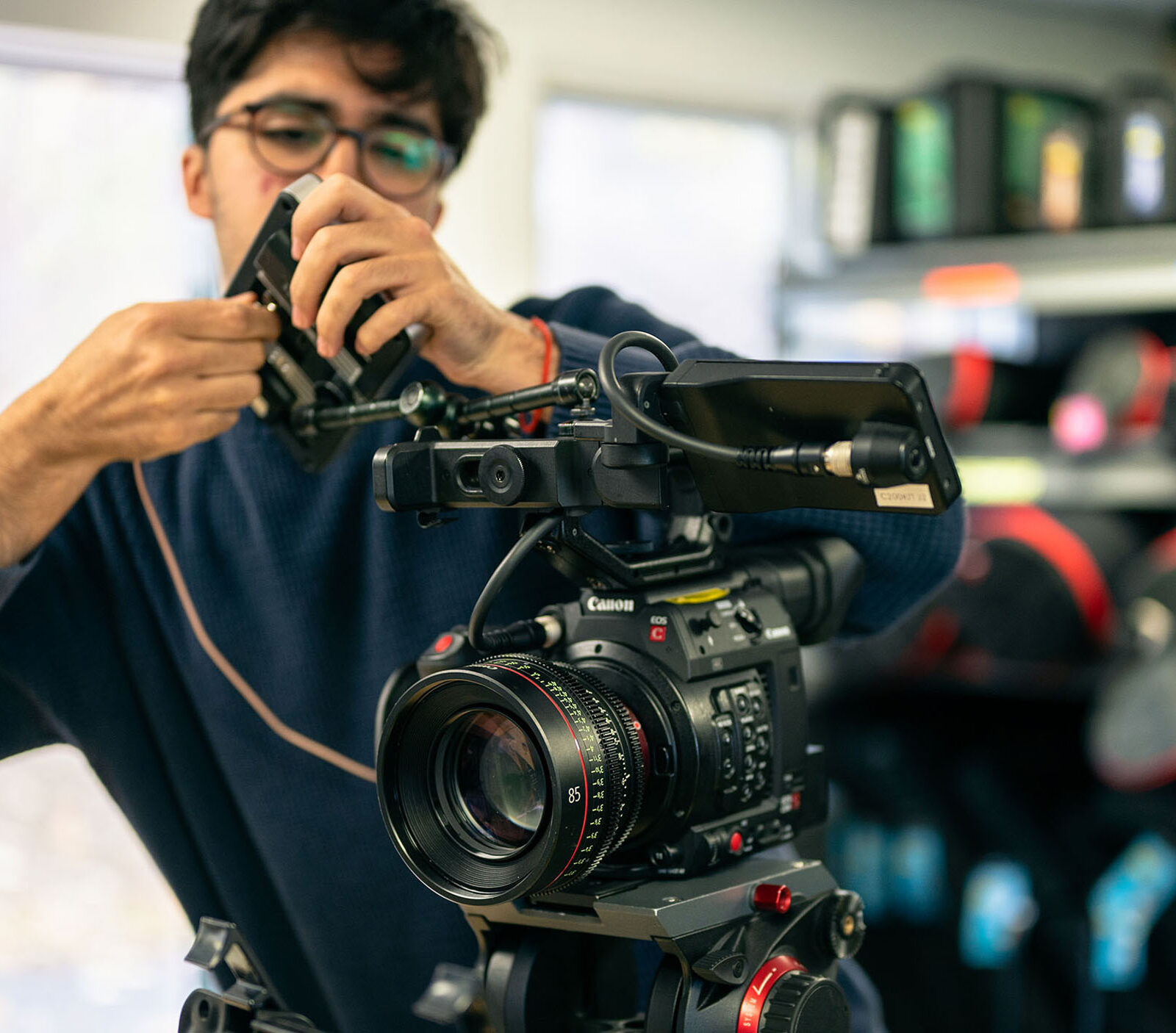 Student using rental house film camera