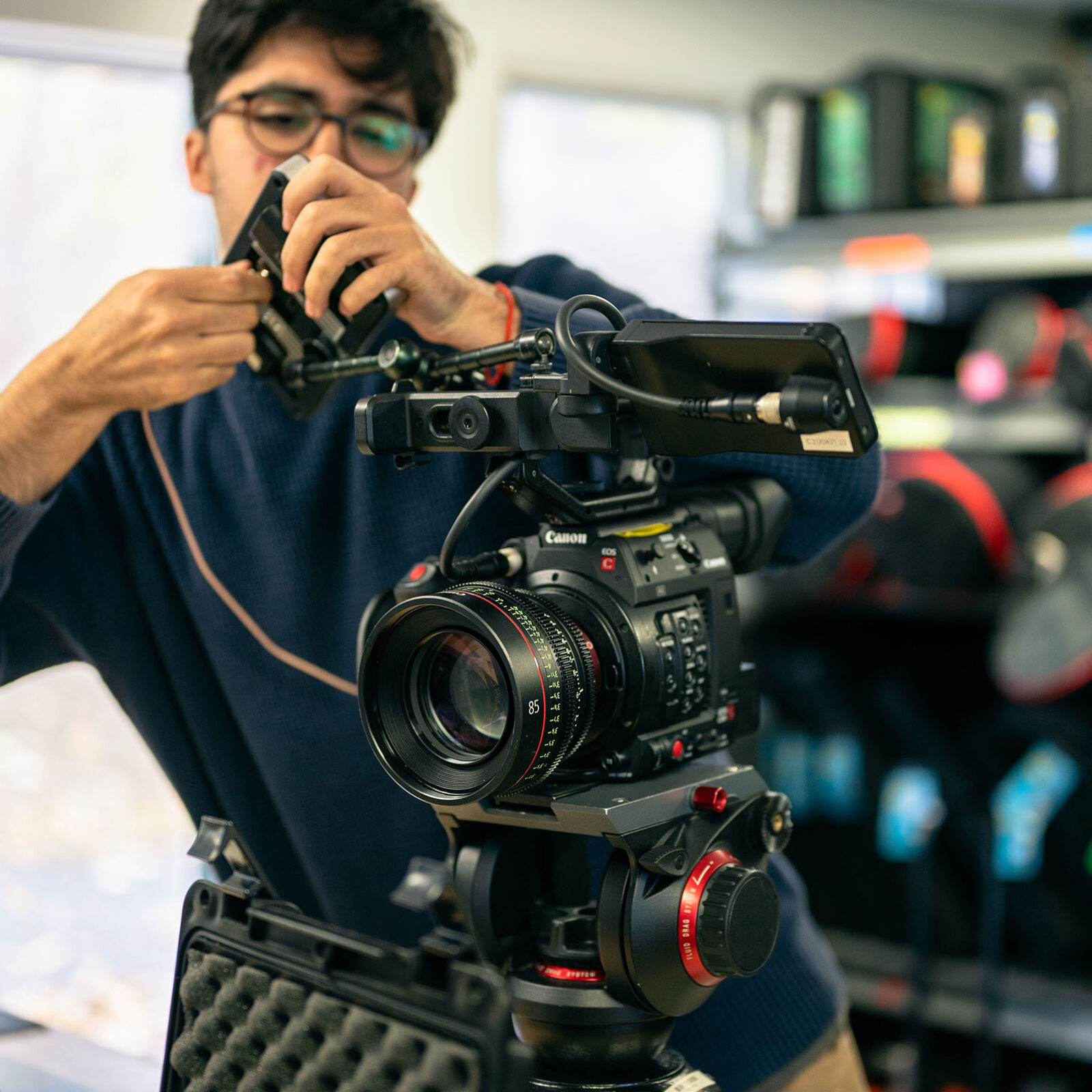 Student using rental house film camera