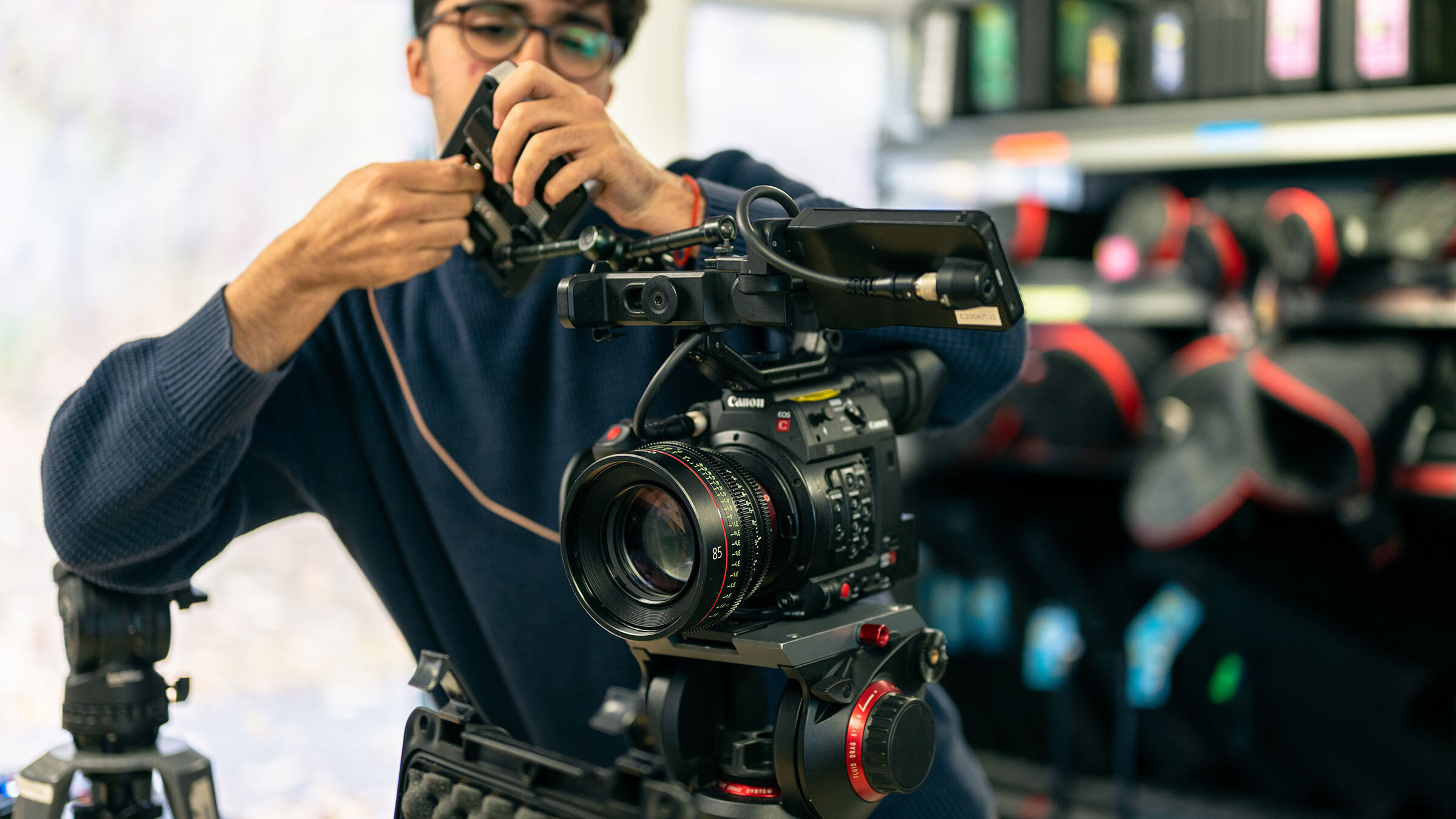 Student using rental house film camera