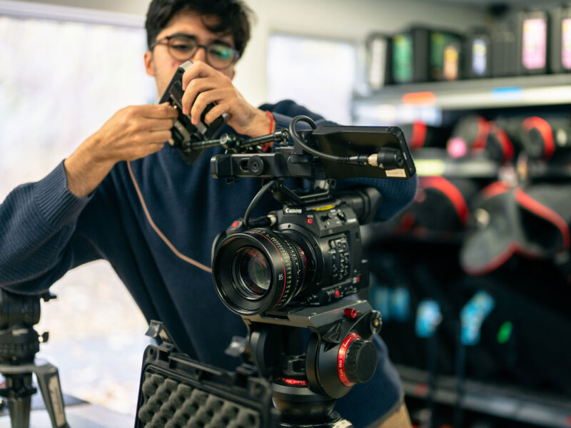 Student using rental house film camera