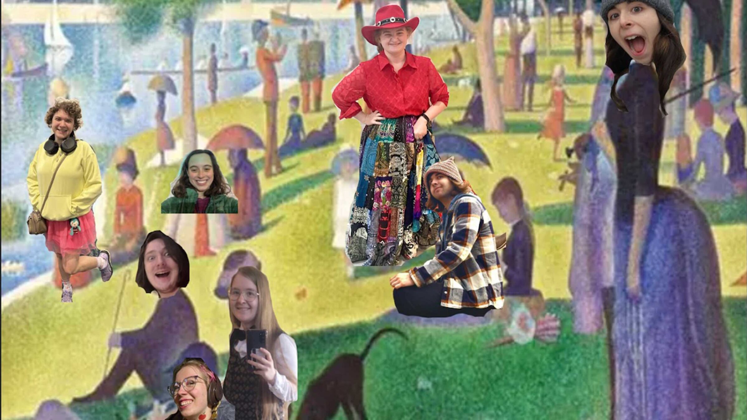 improv performers photoshopped into a painting