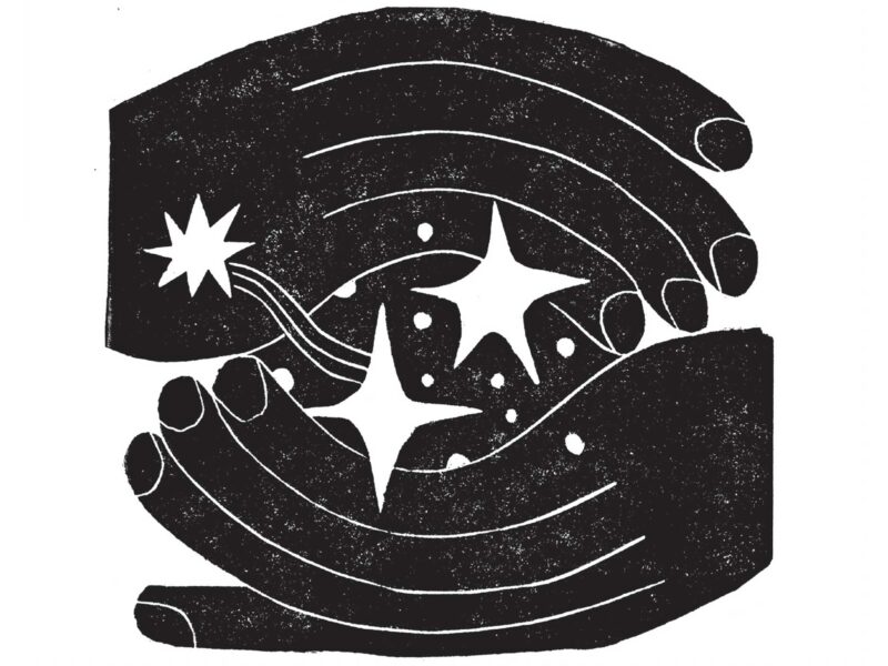 hands holding stars, illustrated by nathaniel russel