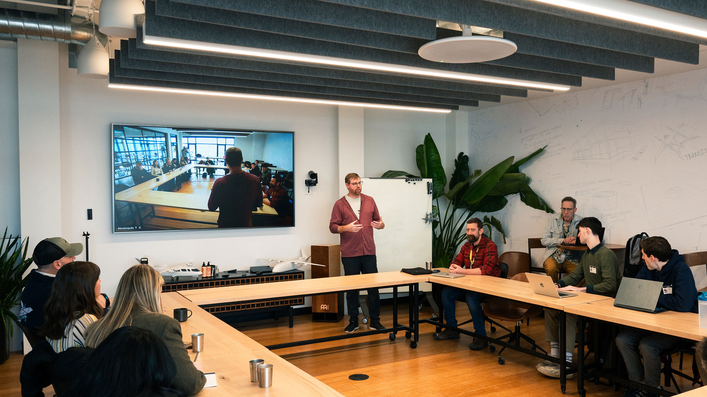 Professor Brian Hall at the head of his software engineering class at BETA Technologies